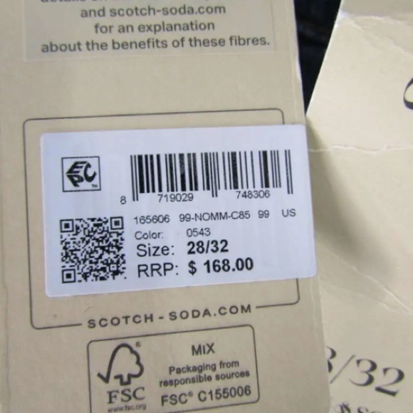 Scotch & Soda Men's US 28 x 32 Skim Slim Denim Jeans 0543 Medium  Blue NWT - Picture 6 of 6